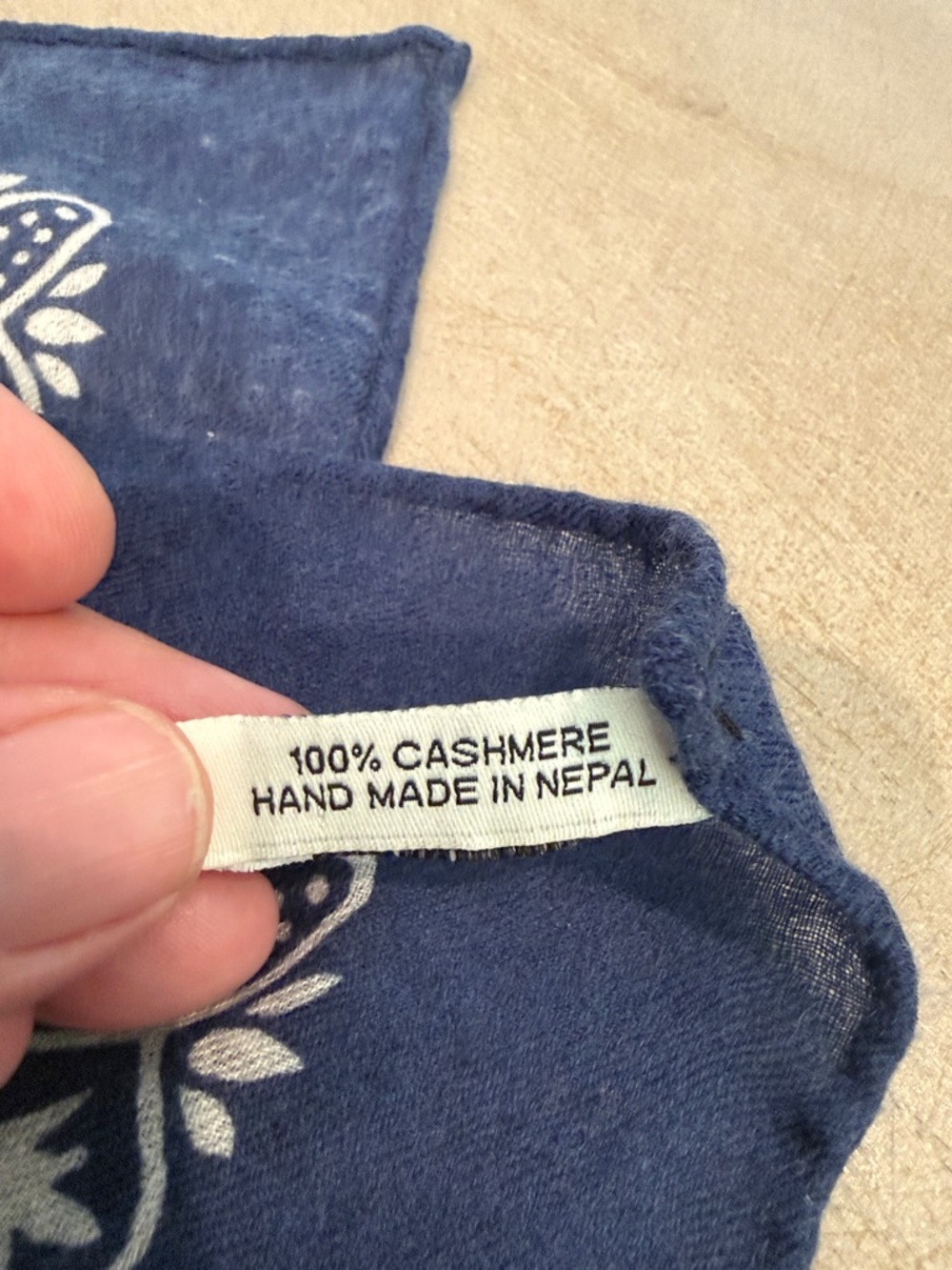 Cashmere Navy Bandana Print Scarf - Picture 3 of 4